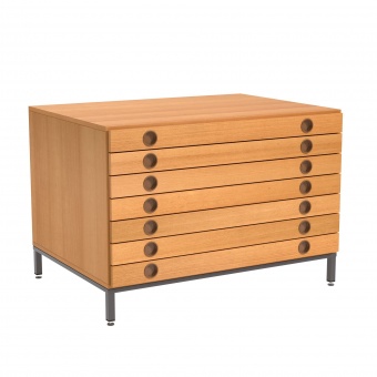 Papierschrank,  80 cm hoch, 111x79 cm (B/T), 7 Zügen, 